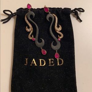 silver oxidized and semi precious stone earrings